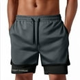 thumbnail image 1 of KIHOUT Men's 2-in-1 Breathable Mesh Athletic Shorts - Elastic Drawstring Waist, Built-in Compression Liner, Quick Dry Sports Shorts for Gym Workout Running and Night Exercise, 1 of 6