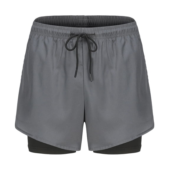 KIHOUT Men's 2-in-1 Quick Dry Athletic Shorts - 95% Polyester 5% Spandex, Elastic Drawstring Waist, Multi-Pocket for Running, Training & Summer Sports