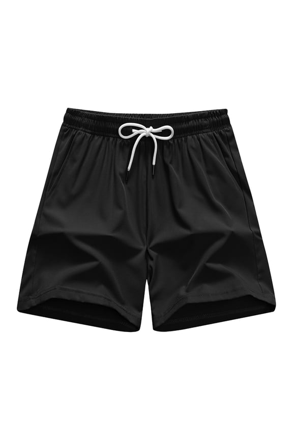 Men's 5-Inch Quick-Dry Athletic Shorts - 100% Polyester, Elastic Drawstring Waist, Side Pockets, Lightweight Fabric for Running, Gym Training, Beach and Summer Casual Wear