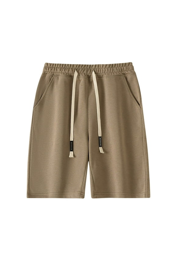 Men's Big & Tall Polyester Sweat Shorts - Elastic Drawstring Waist, Side Pockets, Relaxed Fit for Athletic Muscular Builds Spring Summer Casual Beach Wear