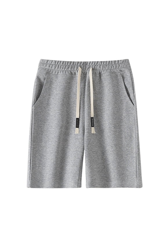 Men's Big & Tall Polyester Sweat Shorts - Elastic Drawstring Waist, Side Pockets, Relaxed Fit for Athletic Muscular Builds Spring Summer Casual Beach Wear