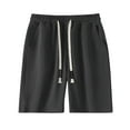 thumbnail image 1 of KIHOUT Men's Big & Tall Polyester Sweat Shorts - Elastic Drawstring Waist, Side Pockets, Relaxed Fit for Athletic Muscular Builds Spring Summer Casual Beach Wear, 1 of 2