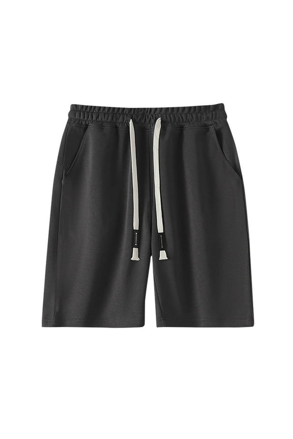Men's Big & Tall Polyester Sweat Shorts - Elastic Drawstring Waist, Side Pockets, Relaxed Fit for Athletic Muscular Builds Spring Summer Casual Beach Wear
