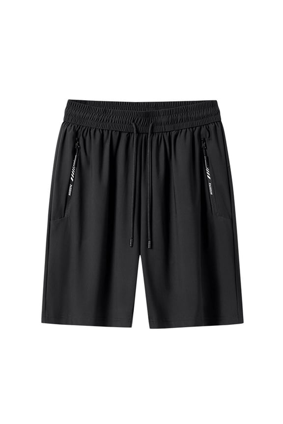Men's Big & Tall Quick Dry Athletic Shorts - 100% Polyester, Elastic Drawstring Waist, Zipper Pockets, Knee-Length for Spring Summer Sports Casual and Beach Wear