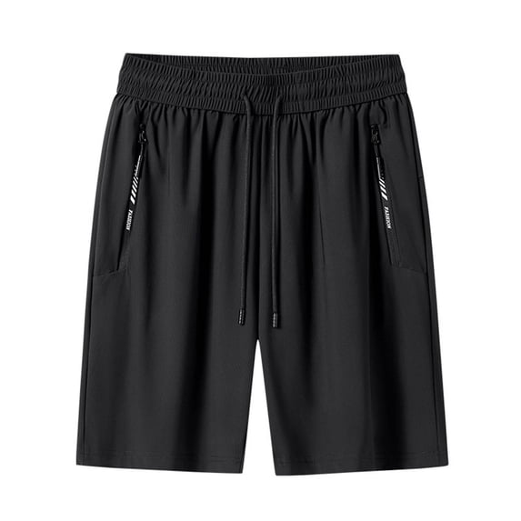 KIHOUT Men's Big & Tall Quick Dry Athletic Shorts - 100% Polyester, Elastic Drawstring Waist, Zipper Pockets, Knee-Length for Spring Summer Sports Casual and Beach Wear