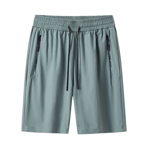 KIHOUT Men's Big & Tall Quick Dry Athletic Shorts - 100% Polyester, Elastic Drawstring Waist, Zipper Pockets, Knee-Length for Spring Summer Sports Casual and Beach Wear