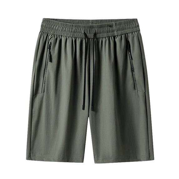 KIHOUT Men's Big & Tall Quick Dry Athletic Shorts - 100% Polyester, Elastic Drawstring Waist, Zipper Pockets, Knee-Length for Spring Summer Sports Casual and Beach Wear
