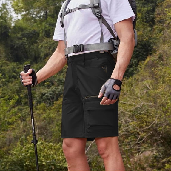 KIHOUT Men's Big & Tall Quick Dry Cargo Shorts - Polyester, Button Closure, Zippered Pocket, Knee-Length for Summer Outdoor, Work, Casual and Daily Wear