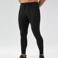 thumbnail image 1 of KIHOUT Men's Black Compression Tights NylonSpandex Blend, Elastic Drawstring Waist, Side Pockets, Tapered Ankle Leggings for Running, Fitness & Training, 1 of 6