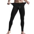 thumbnail image 1 of KIHOUT Men's Black Separate Pouch Compression Thermal Leggings Tight Fitting Base Layer Pants for Winter Warmth, 1 of 5