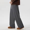 thumbnail image 1 of KIHOUT Men's Black Straight Leg Sweatpants Side Layered Design, Elastic Drawstring Waist, Casual Sports Trousers for Daily Wear, 1 of 7