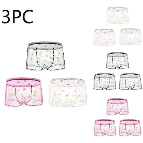 KIHOUT Men's Boxer Brief, Mesh Soft Breathable Floral Printed Sexy Underwear, Assorted Multi Color & Packs