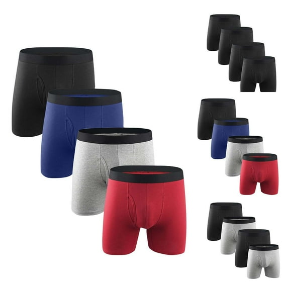 KIHOUT Men's Boxer Brief, Waistband Comfort Soft Cotton Solid Color Moisture-Wicking Underwear, Assorted Multi Color & Packs