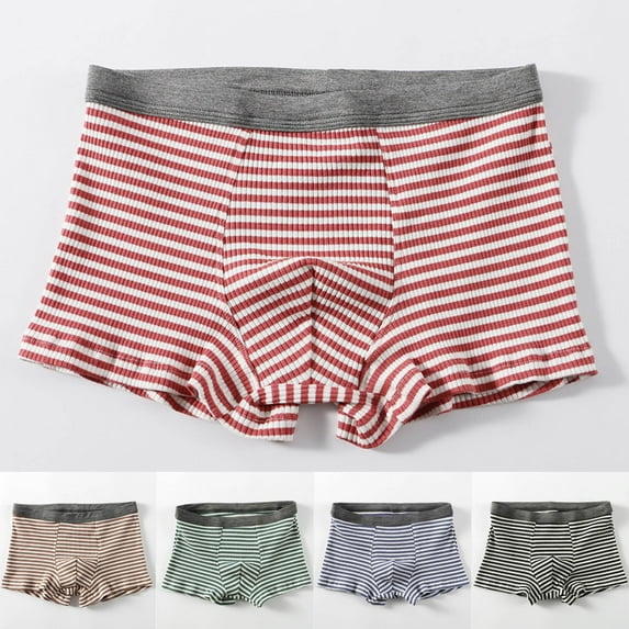 KIHOUT Men's Boxer Brief, Waistband Comfort Soft Cotton Striped Moisture-Wicking Underwear, Assorted Multi Color