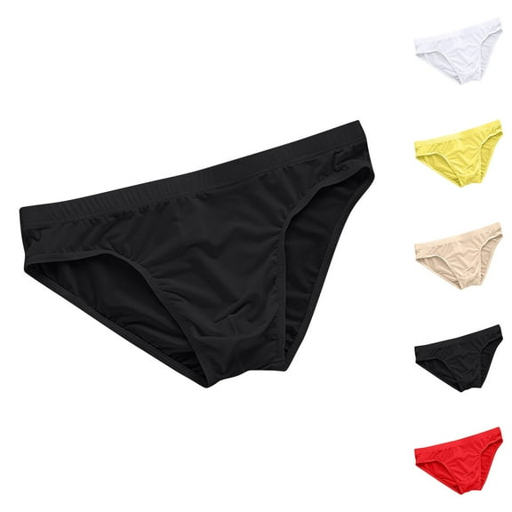 KIHOUT Men's Brief, Waistband Soft Breathable Stretch Ice Silk Underwear, Assorted Multi Color