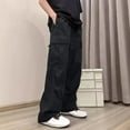 thumbnail image 1 of KIHOUT Men's Brown Wide Leg Cargo Pants Elastic Waist MultiPocket Trousers for Casual and Outdoor Wear, 1 of 4