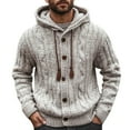 thumbnail image 1 of KIHOUT Men's Cable Knit Hooded Cardigan - Thick Textured Sweater with Detachable Hood and Button Front for Casual Comfort, 1 of 7