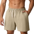 thumbnail image 1 of KIHOUT Men's Cable Knit Textured Casual Shorts Elastic Waist Drawstring Pocket Heavyweight Summer Athletic Workout Daily Wear Above Knee Shorts, 1 of 5