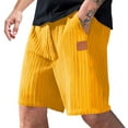 thumbnail image 1 of KIHOUT Men's Cable-Knit Textured Casual Shorts - Polyester, Elastic Drawstring Waist, Leather Patch Detail, Knee-Length for Spring/Summer Daily Wear, 1 of 7