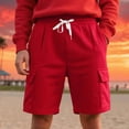 thumbnail image 1 of KIHOUT Men's Cargo Casual Shorts - 100% Polyester, Drawstring Elastic Waist, Multi-Pocket Design, Relaxed Fit for Spring, Summer, Fitness and Daily Wear, 1 of 9