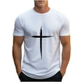 thumbnail image 1 of KIHOUT Men's Cotton Blend Short Sleeve Crew Neck Tees, Cross Graphic Printed T-shirt Soft and Comfortable T-shirts for Men, Moisture Wicking, 1 of 4