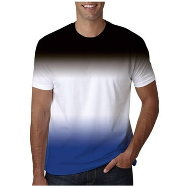 KIHOUT Men's Cotton Blend Short Sleeve Crew Neck Tees, Gradient T-shirt Soft and Comfortable T-shirts for Men, Moisture Wicking