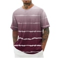thumbnail image 1 of KIHOUT Men's Cotton Blend Short Sleeve Crew Neck Tees, Striped Gradient Printed T-shirt Soft and Comfortable T-shirts for Men, 1 of 2