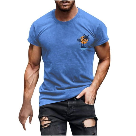 KIHOUT Men's Cotton Blend Shorts Sleeve Round Neck Tees, Graphic Printed T-shirt Soft and Comfortable Athletic T-shirts for Men, Moisture Wicking