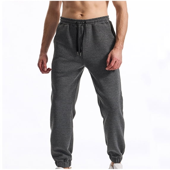 KIHOUT Men's Diamond Quilted Joggers Elastic Drawstring Waist Tapered Pants for Casual, Sports, and Daily Summer Wear