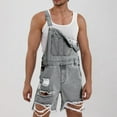 thumbnail image 1 of KIHOUT Men's Distressed Denim Overalls Shorts Ripped Frayed Hem Adjustable Straps Pocket Casual Summer Daily Wear Short Overalls, 1 of 7