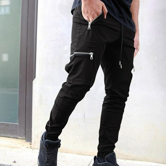 KIHOUT Men's Fashion MultiPocket Cargo Joggers Loose Hip Hop Style Tapered Pants with Zipper Pockets for Casual and Outdoor Wear