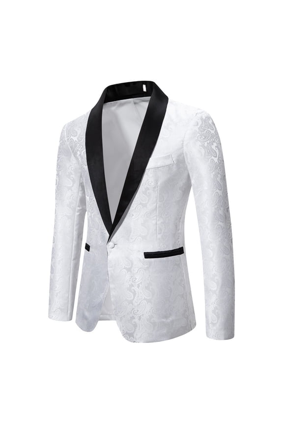 Men's Floral Dinner Party Prom Wedding Stylish Tuxedo Suits for Men One Button Dinner Jacket, Size S-2XL