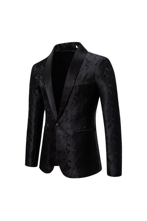 Men's Floral Dinner Party Prom Wedding Stylish Tuxedo Suits for Men One Button Dinner Jacket, Size S-2XL