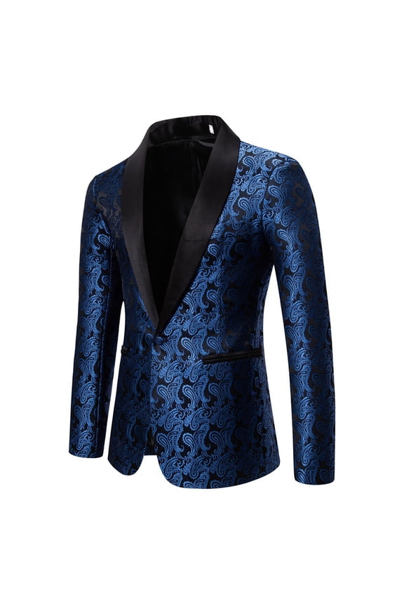 Men's Floral Dinner Party Prom Wedding Stylish Tuxedo Suits for Men One Button Dinner Jacket, Size S-2XL