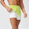 thumbnail image 1 of KIHOUT Men's Gradient 2-in-1 Running Shorts - 95% Polyester 5% Spandex, Elastic Drawstring Waist, Zipper Pocket, Built-in Mesh Liner for Summer Beach, Gym Training, Casual Wear, 1 of 5