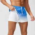thumbnail image 1 of KIHOUT Men's Gradient 2-in-1 Running Shorts - 95% Polyester 5% Spandex, Elastic Drawstring Waist, Zipper Pocket, Built-in Mesh Liner for Summer Beach, Gym Training, Casual Wear, 1 of 5