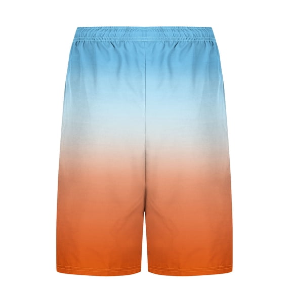 KIHOUT Men's Gradient 2-in-1 Swim Trunks - Polyester, Drawstring Elastic Waist, Lined with Pockets for Beach, Pool and Summer Casual Wear