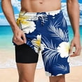 thumbnail image 1 of KIHOUT Men's Hawaiian Palm Print 2-in-1 Swim Trunks - 95% Polyester 5% Spandex, Drawstring Elastic Waist, Lined with Pockets for Beach, Pool and Summer Casual Wear, 1 of 6