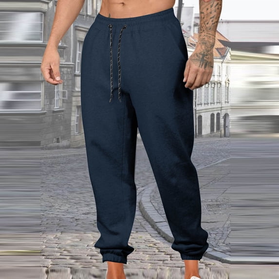 KIHOUT Men's Heather Grey Stretch Jogger Pants 95% Polyester 5% Spandex, Elastic Drawstring Waist, Side Pockets, Tapered Ankle Trousers for Casual & Active Wear