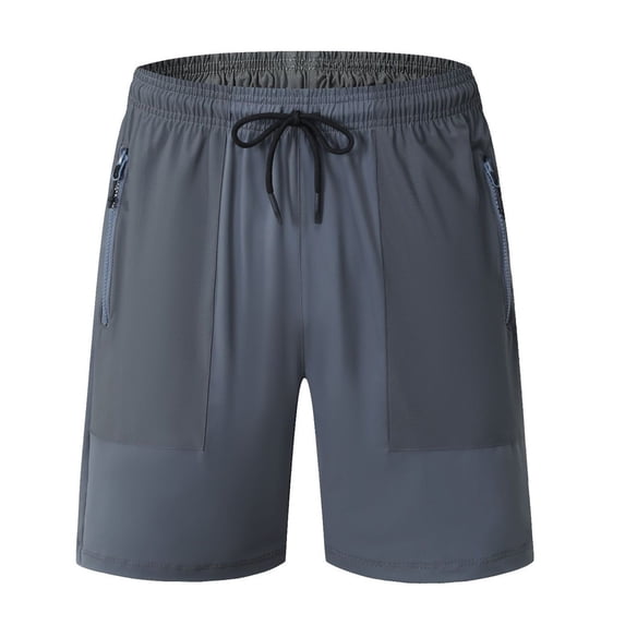 KIHOUT Men's Ice Silk Quick Dry Athletic Shorts - 100% Polyester, Elastic Drawstring Waist, Zipper Pockets for Running, Workout & Summer Outdoor