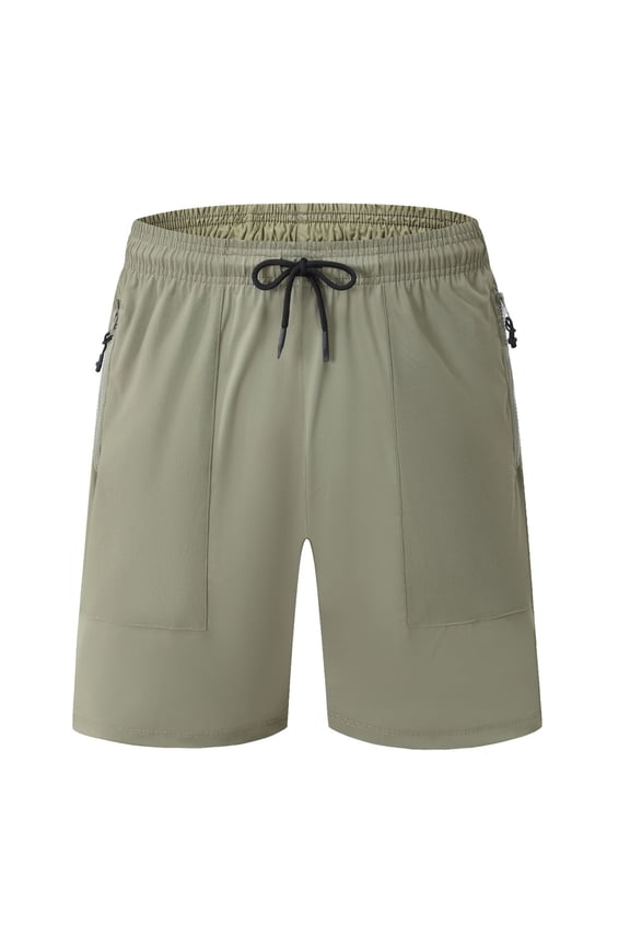 Men's Ice Silk Quick Dry Athletic Shorts - 100% Polyester, Elastic Drawstring Waist, Zipper Pockets for Running, Workout & Summer Outdoor