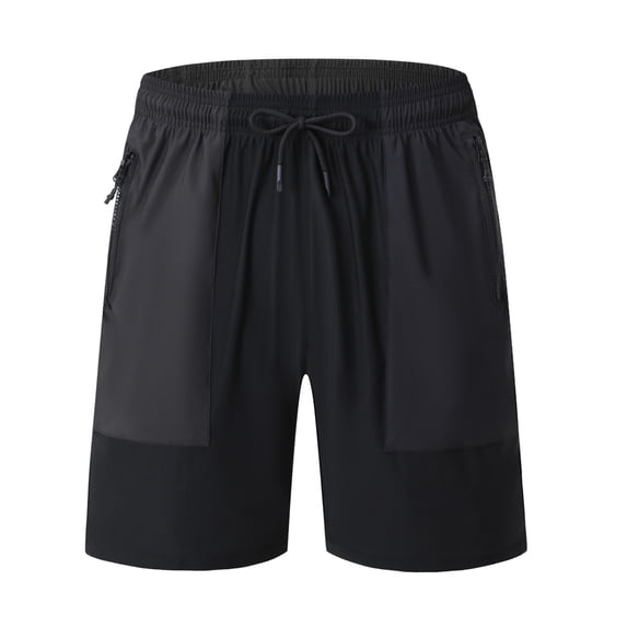 KIHOUT Men's Ice Silk Quick Dry Athletic Shorts - 100% Polyester, Elastic Drawstring Waist, Zipper Pockets for Running, Workout & Summer Outdoor