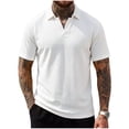 thumbnail image 1 of KIHOUT Men's Jacquard Textured Knit Polo Shirt, Retro Open Collar Short Sleeve Casual Fashion Top for Everyday Wear, 1 of 6