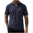 thumbnail image 1 of KIHOUT Men's Jacquard Textured Knit Polo Shirt, Retro Open Collar Short Sleeve Casual Fashion Top for Everyday Wear, 1 of 6