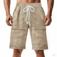 thumbnail image 1 of KIHOUT Men's Knitted Jacquard Casual Shorts - Elastic Drawstring Waist, Pockets, Knee-Length Fashion Shorts for Spring & Summer, 1 of 8