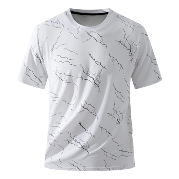 KIHOUT Men's Lightning Print Quick-Dry Short Sleeve T-Shirt, Athletic Stretch Crew Neck Tee for Sports & Casual Wear