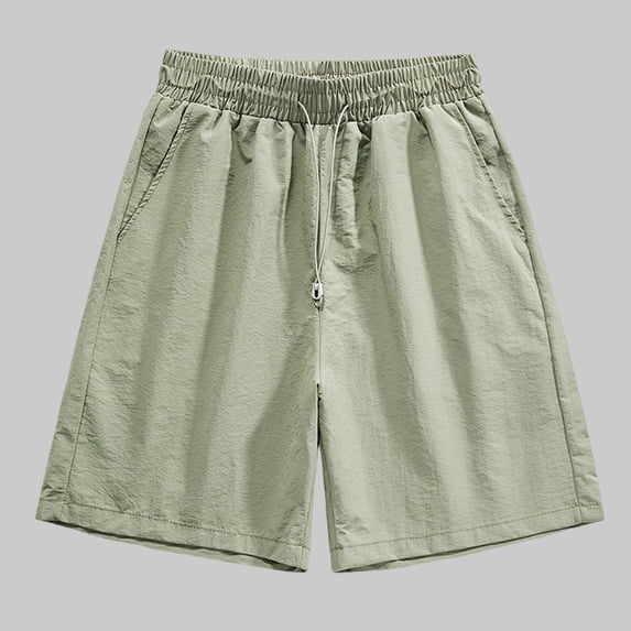 KIHOUT Men's Lightweight Nylon-Spandex Casual Shorts - Elastic Drawstring Waist, Side Pockets, Knee-Length for Summer Beach, Outdoor, Home Lounging and Daily Wear