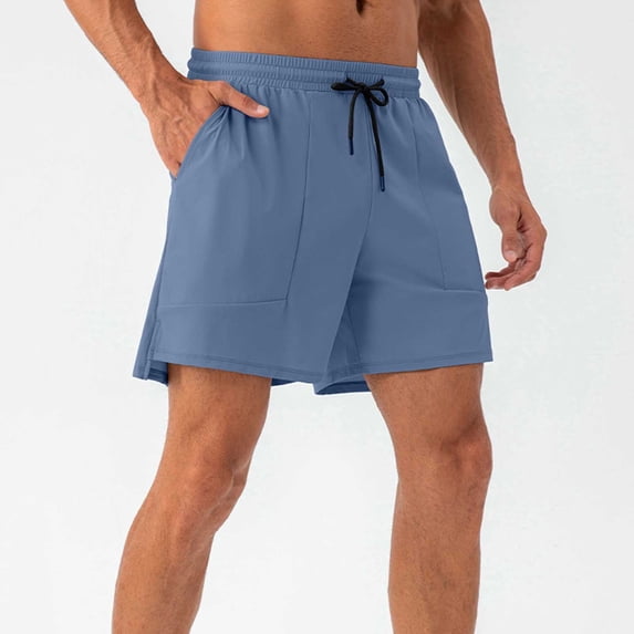 KIHOUT Men's Lightweight Quick-Dry Hiking Shorts - 77% Nylon 23% Spandex, Elastic Drawstring Waist, Functional Pockets, Knee-Length for Outdoor Running, Hiking and Casual Daily Wear