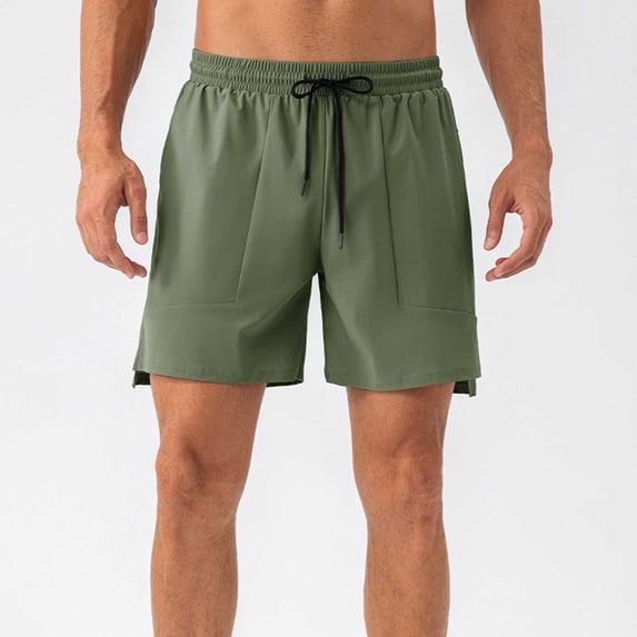 KIHOUT Men's Lightweight Quick-Dry Hiking Shorts - 77% Nylon 23% Spandex, Elastic Drawstring Waist, Functional Pockets, Knee-Length for Outdoor Running, Hiking and Casual Daily Wear