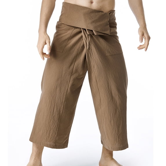 KIHOUT Men's Linen Cotton Blend Baggy Pants Drawstring Waist Casual Trousers with Pockets for Yoga, Beach, and Daily Wear